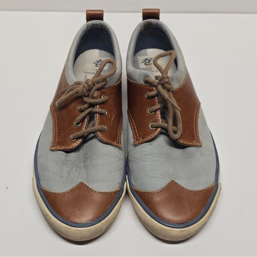 Vintage PF Flyers Blue Brown Leather Sneaker Shoes Women's 7.5
